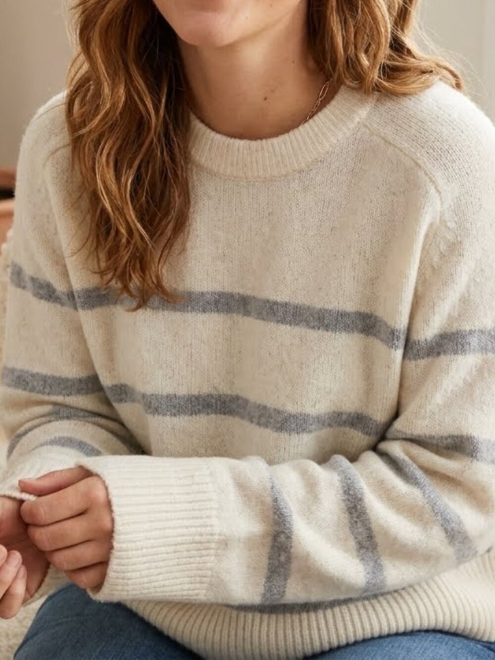 Abercrombie & Fitch Madeline Women's Striped Crew Neck Sweater Size S Warm Soft